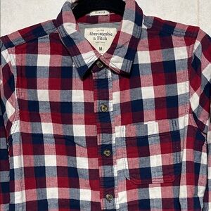 Abercrombie & Fitch Burgundy and Navy heavy flannel Shirt men’s medium muscle